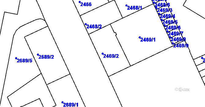 Parcela st. 2469/2 v KÚ Jindřichův Hradec, Katastrální mapa