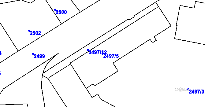 Parcela st. 2497/5 v KÚ Jindřichův Hradec, Katastrální mapa