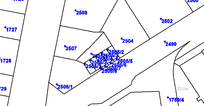 Parcela st. 2505/3 v KÚ Jindřichův Hradec, Katastrální mapa