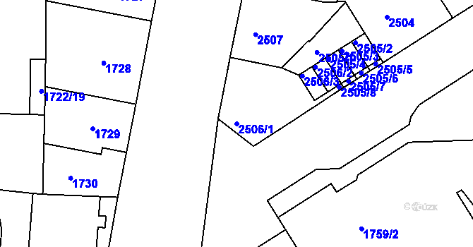 Parcela st. 2506/1 v KÚ Jindřichův Hradec, Katastrální mapa