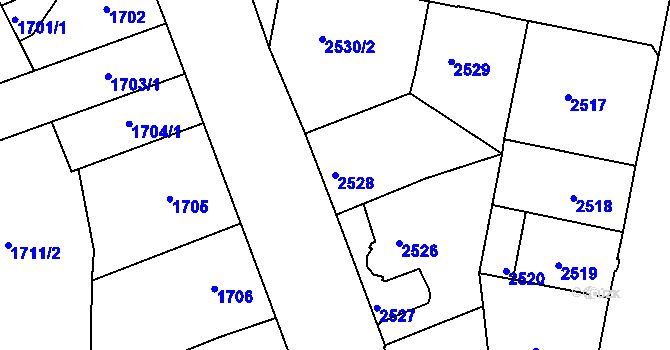 Parcela st. 2528 v KÚ Jindřichův Hradec, Katastrální mapa
