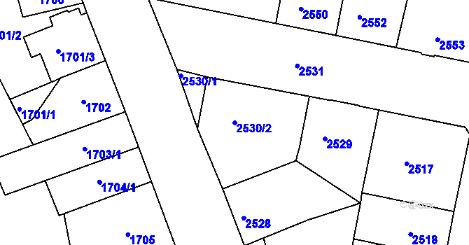Parcela st. 2530/2 v KÚ Jindřichův Hradec, Katastrální mapa
