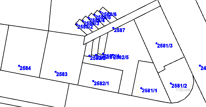 Parcela st. 2582/4 v KÚ Jindřichův Hradec, Katastrální mapa