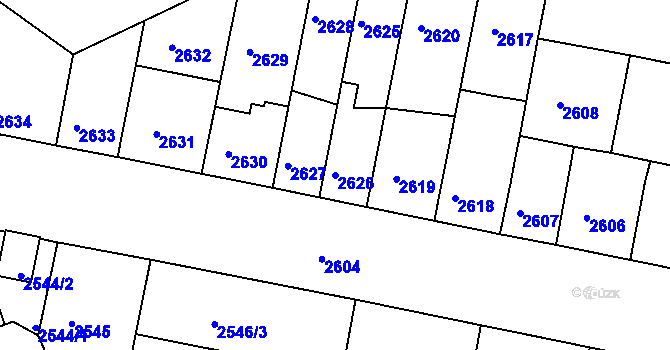 Parcela st. 2626 v KÚ Jindřichův Hradec, Katastrální mapa