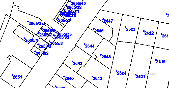 Parcela st. 2644 v KÚ Jindřichův Hradec, Katastrální mapa