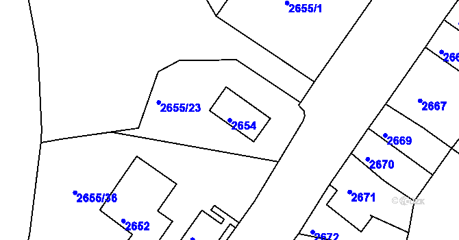 Parcela st. 2654 v KÚ Jindřichův Hradec, Katastrální mapa