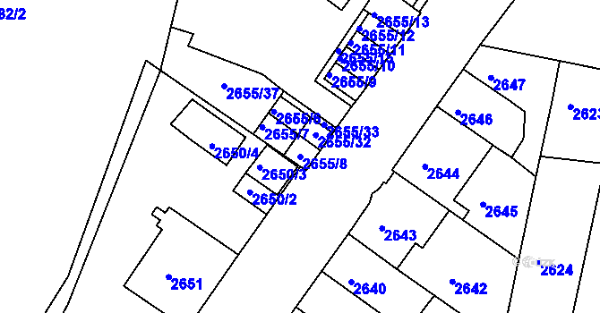 Parcela st. 2655/8 v KÚ Jindřichův Hradec, Katastrální mapa