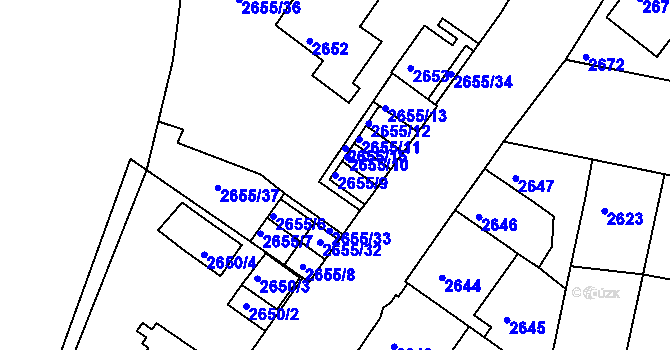 Parcela st. 2655/9 v KÚ Jindřichův Hradec, Katastrální mapa