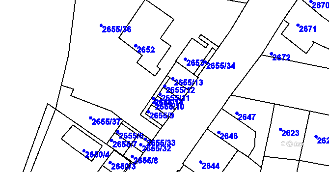 Parcela st. 2655/12 v KÚ Jindřichův Hradec, Katastrální mapa