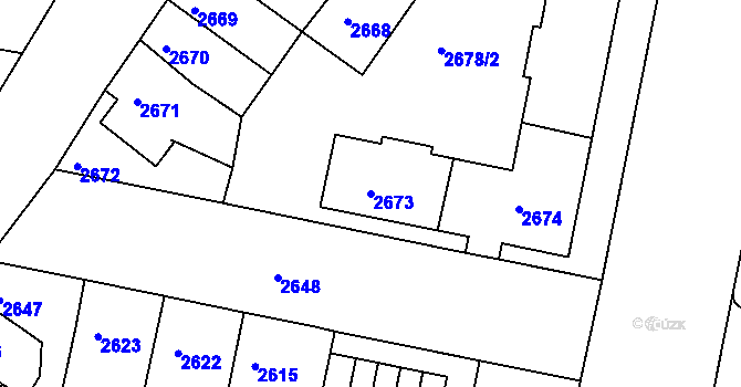 Parcela st. 2673 v KÚ Jindřichův Hradec, Katastrální mapa