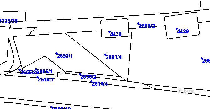 Parcela st. 2691/4 v KÚ Jindřichův Hradec, Katastrální mapa