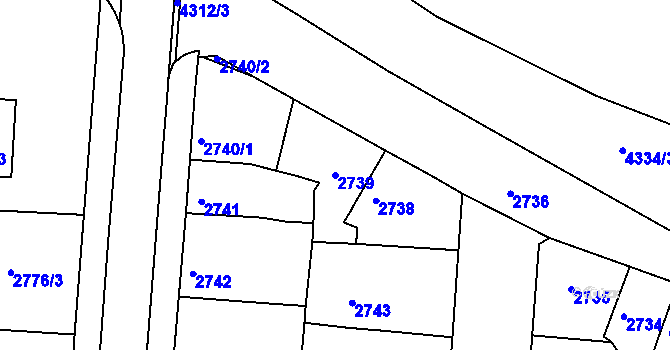 Parcela st. 2739 v KÚ Jindřichův Hradec, Katastrální mapa