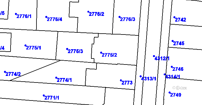 Parcela st. 2775/2 v KÚ Jindřichův Hradec, Katastrální mapa