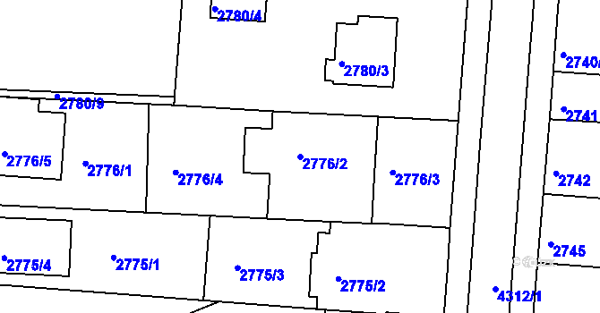 Parcela st. 2776/2 v KÚ Jindřichův Hradec, Katastrální mapa