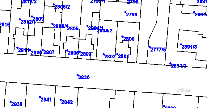 Parcela st. 2802 v KÚ Jindřichův Hradec, Katastrální mapa