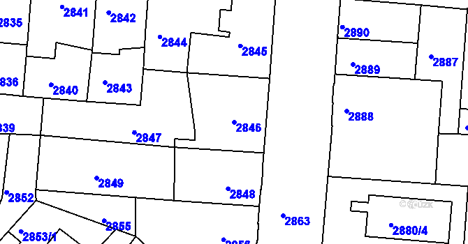 Parcela st. 2846 v KÚ Jindřichův Hradec, Katastrální mapa