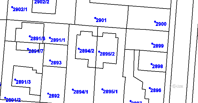 Parcela st. 2895/2 v KÚ Jindřichův Hradec, Katastrální mapa