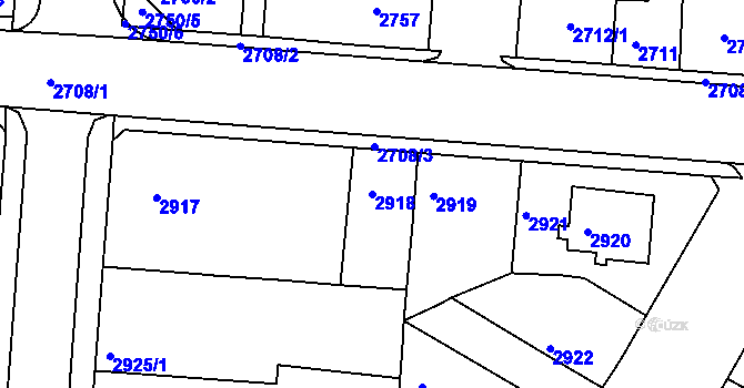 Parcela st. 2918 v KÚ Jindřichův Hradec, Katastrální mapa
