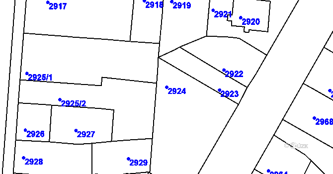 Parcela st. 2924 v KÚ Jindřichův Hradec, Katastrální mapa