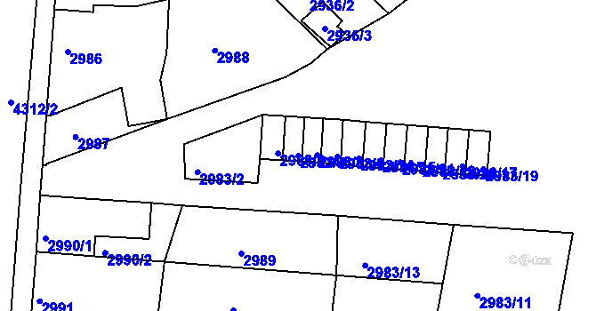 Parcela st. 2983/4 v KÚ Jindřichův Hradec, Katastrální mapa