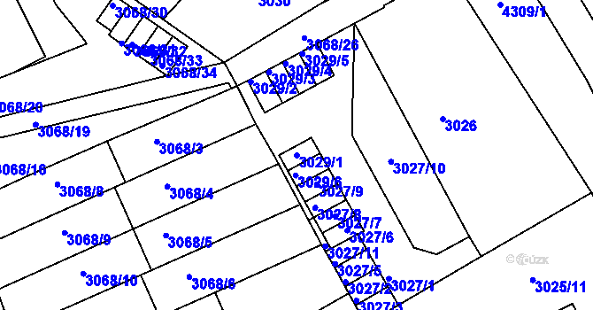 Parcela st. 3029/1 v KÚ Jindřichův Hradec, Katastrální mapa