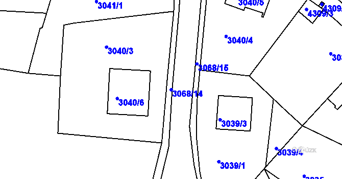 Parcela st. 3068/14 v KÚ Jindřichův Hradec, Katastrální mapa