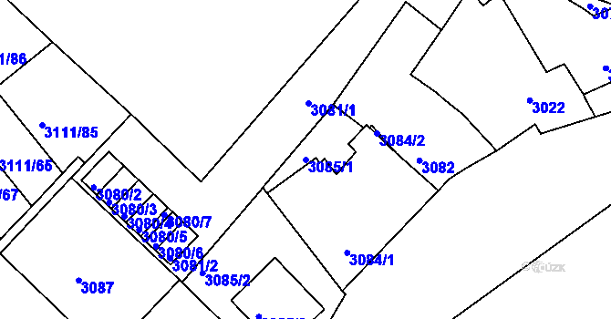Parcela st. 3085/1 v KÚ Jindřichův Hradec, Katastrální mapa