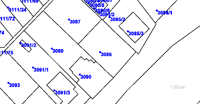 Parcela st. 3086 v KÚ Jindřichův Hradec, Katastrální mapa
