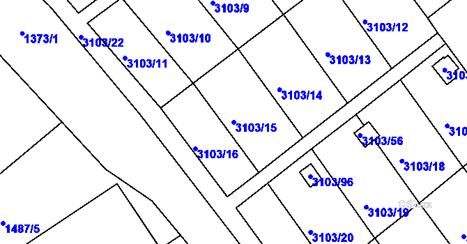 Parcela st. 3103/15 v KÚ Jindřichův Hradec, Katastrální mapa