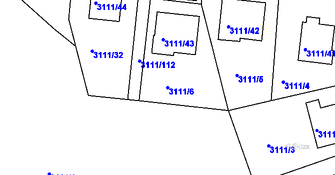 Parcela st. 3111/6 v KÚ Jindřichův Hradec, Katastrální mapa