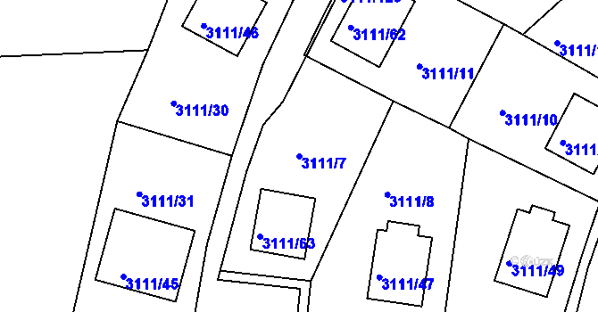Parcela st. 3111/7 v KÚ Jindřichův Hradec, Katastrální mapa