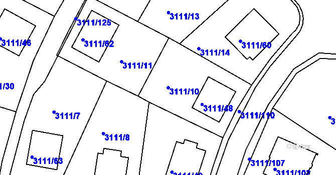 Parcela st. 3111/10 v KÚ Jindřichův Hradec, Katastrální mapa