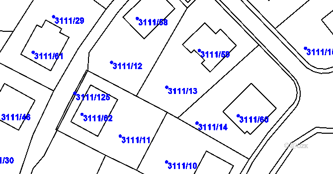 Parcela st. 3111/13 v KÚ Jindřichův Hradec, Katastrální mapa