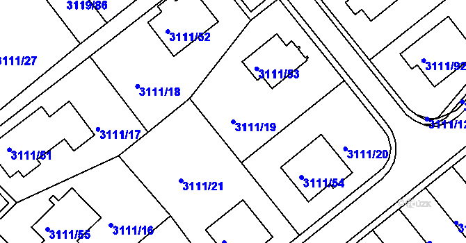 Parcela st. 3111/19 v KÚ Jindřichův Hradec, Katastrální mapa