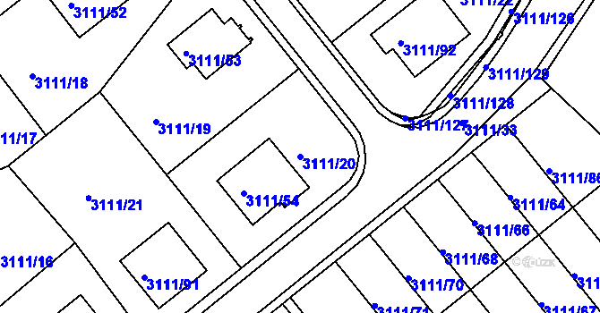 Parcela st. 3111/20 v KÚ Jindřichův Hradec, Katastrální mapa