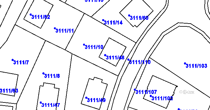 Parcela st. 3111/48 v KÚ Jindřichův Hradec, Katastrální mapa