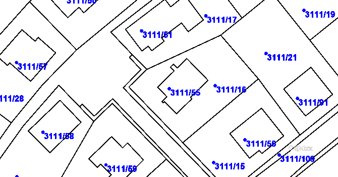 Parcela st. 3111/55 v KÚ Jindřichův Hradec, Katastrální mapa