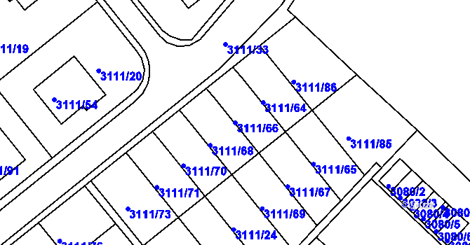 Parcela st. 3111/66 v KÚ Jindřichův Hradec, Katastrální mapa