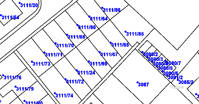 Parcela st. 3111/67 v KÚ Jindřichův Hradec, Katastrální mapa