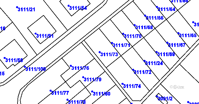 Parcela st. 3111/73 v KÚ Jindřichův Hradec, Katastrální mapa