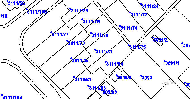 Parcela st. 3111/82 v KÚ Jindřichův Hradec, Katastrální mapa