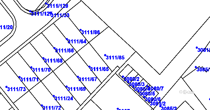 Parcela st. 3111/85 v KÚ Jindřichův Hradec, Katastrální mapa