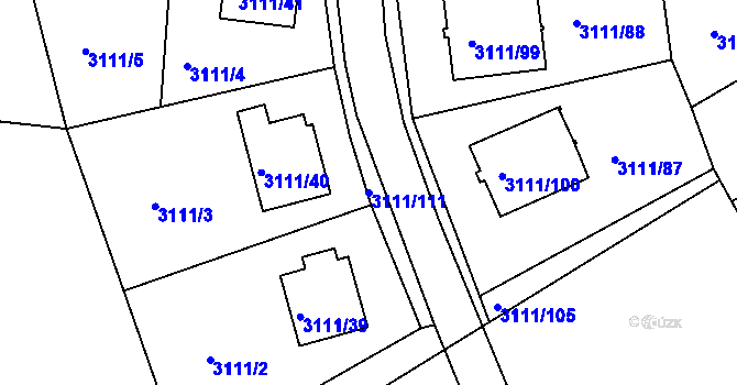 Parcela st. 3111/111 v KÚ Jindřichův Hradec, Katastrální mapa