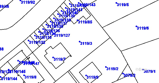 Parcela st. 3119/3 v KÚ Jindřichův Hradec, Katastrální mapa