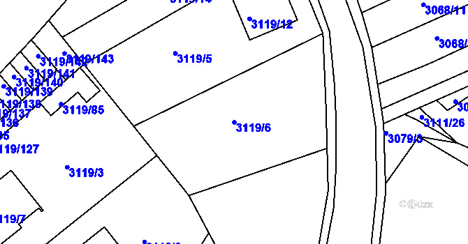 Parcela st. 3119/6 v KÚ Jindřichův Hradec, Katastrální mapa