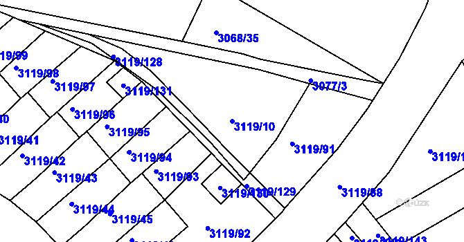 Parcela st. 3119/10 v KÚ Jindřichův Hradec, Katastrální mapa