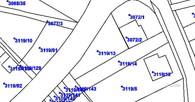 Parcela st. 3119/13 v KÚ Jindřichův Hradec, Katastrální mapa