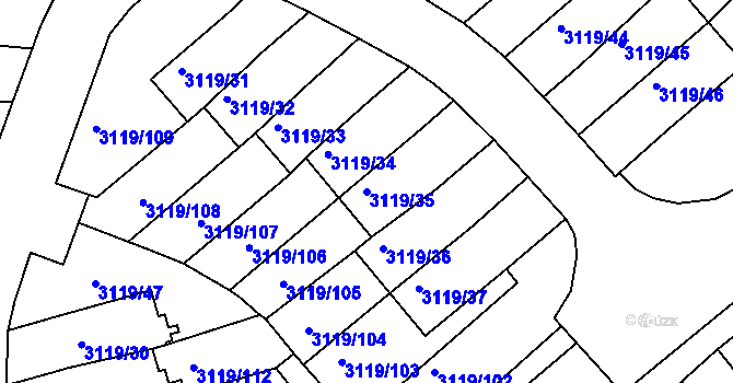 Parcela st. 3119/35 v KÚ Jindřichův Hradec, Katastrální mapa