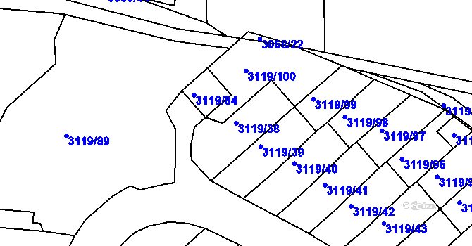 Parcela st. 3119/38 v KÚ Jindřichův Hradec, Katastrální mapa