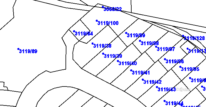 Parcela st. 3119/39 v KÚ Jindřichův Hradec, Katastrální mapa